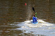 Deutsch: Kanusport bei den Olympischen Jugendspielen 2018; Tag 10, 16. Oktober 2018; Kleines Finale um die Bronzemedaille Jungen Einer-Kajak-Slalom: Tom Bouchardon (Frankreich) - George Snook (Neuseeland) English: Canoeing at the 2018 Summer Youth Olympics at 16 October 2018 – Boys' K1 slalom Bronze Medal Race: Tom Bouchardon (France) - George Snook (New Zealand)