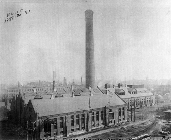 The Central Power Station of the West End Street Railway in the South End, built 1889-91