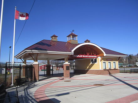 Entrance to the Champlain Valley Fairgrounds. Contrary to the impression this photo might give, Essex Junction is not in Canada. The American flag is just out of frame.