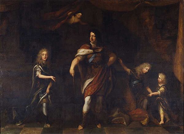 Crown-prince Frederick (IV), with his father in centre and his brothers Christian and Charles