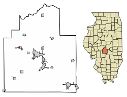 Расположение Булпитта в графстве Кристиан, штат Иллинойс.