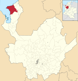 Location of the municipality and town of Necoclí in the Antioquia Department of Colombia