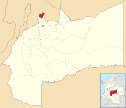 Location of the municipality and town of San Juanito in the Meta Department of Colombia.
