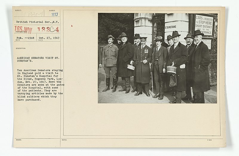 File:Commissions - To Foreign Nations - Legislative - American Senators visit St. Dunstan's - NARA - 26432594.jpg