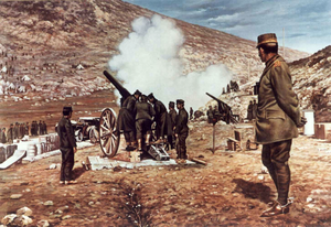 Crown Prince Constantine and artillery at Bizani.png