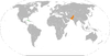 Location map for Cuba and Pakistan.