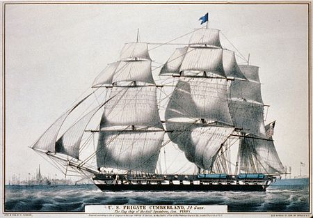 Cumberland frigate Currier Ives