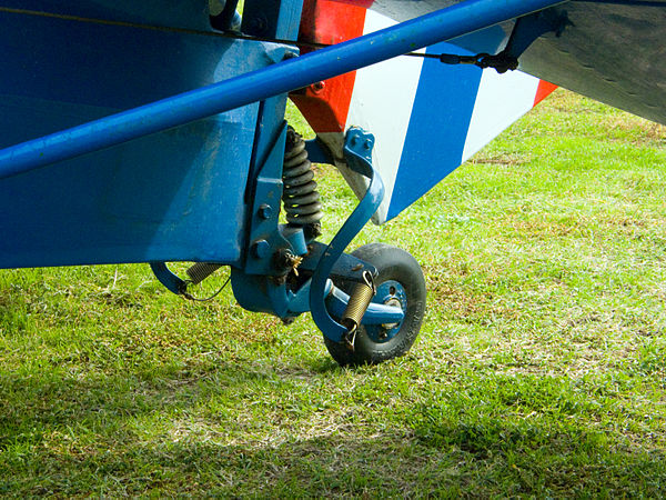 Tailwheel detail on a Tiger Moth biplane