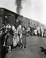 People boarding a train