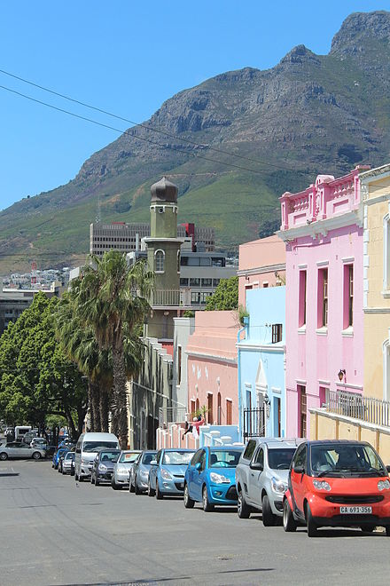 Colourful houses and mosque at the Bo-Kaap