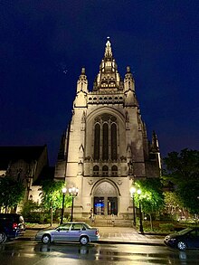 New exterior lighting as viewed from Penn Avenue. ELPC Penn Avenue Illuminated.jpg