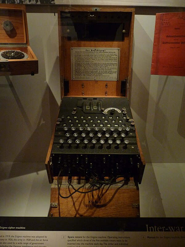 Photograph of a German Enigma coding machine