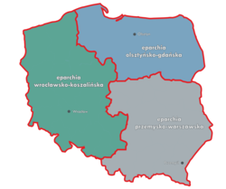 Map of Poland with eparchies Eparchie w Polsce.png