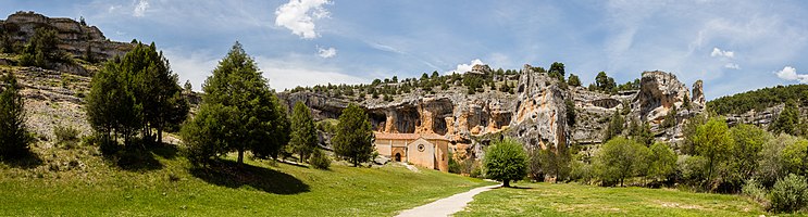 Hermitage of St Bartholomew, Canyon of the Lobos River Natural Park, province of Soria, Castile and León, Spain.