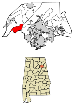 Location of Gallant in Etowah County, Alabama.