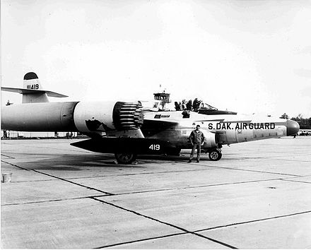 F-89D loaded with rockets. 114th Fighter Interceptor Group, headquartered at Sioux Falls, in 1958.