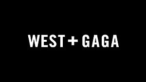 A black background with the text "West + Gaga" written in uppercase white letters and centered