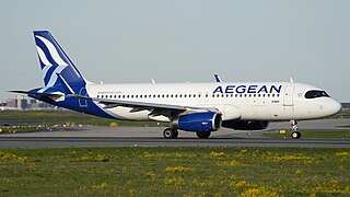 Frankfurt Airport Aegean Airlines Airbus A320-232(WL) SX-DNE (DSC01706).jpg