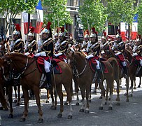 Echipa de jandarmi de cavalerie a dragonilor din Garda Republicană.