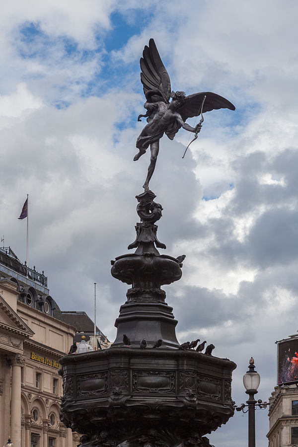 Alfred Gilbert's Shaftesbury Memorial Fountain in Piccadilly Circus, London, is one of the best-known examples of the New Sculpture.