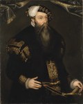 Gustav Vasa på en målning attribuerat till Cornelius Arendtz. Utförd med Jakob Bincks porträtt eller någon av kopiorna på detta som förebild.
