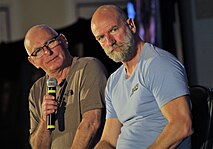 Lewis (L) and Graham McTavish (R) at the Creation Entertainment's Outlander convention in Las Vegas on 15 July 2018.