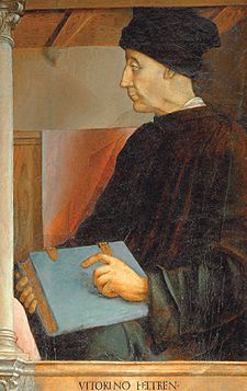 Portrét Vittorina da Feltre, od Pedra Berruguete a Giusto di Ganda, cca 1474.