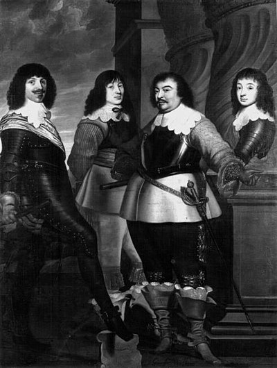 Groepsportret van Willem van Nassau-Siegen, zijn broers en zijn zoon