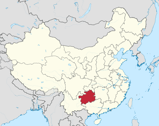 Map showing the location of Guizhou Province