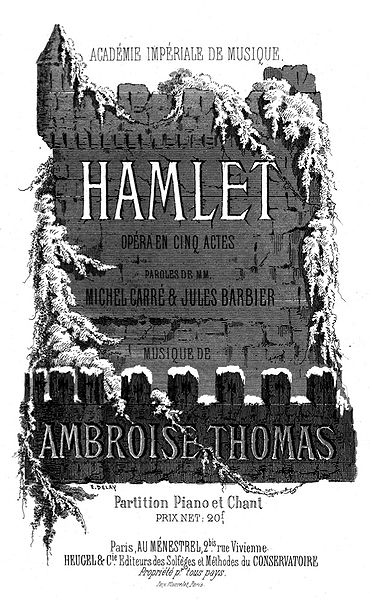 Cover of the piano-vocal score of Thomas' Hamlet (1868)