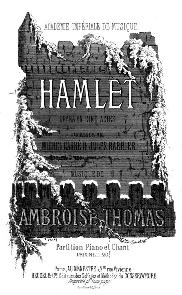 Cover of the piano-vocal score of Thomas' Hamlet (1868)