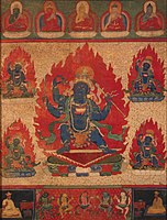 Thangka depicting four-armed Acala, from Khara-Khoto, 13th-14th century