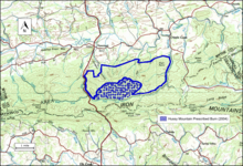 Boundary of the Horse Heaven wildland in the Jefferson National Forest as identified by the Wilderness Society. HorseHeavenVA Wytheville 188819 1982 100000 geoScaledAreaUpdate.png