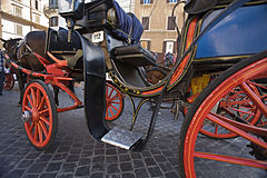 Horse drawn carriages in Piazza Spagna, Rome, Italy