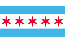 Hypothetical version of the Chicago flag with a fifth star added Hypothetical flag of Chicago, Illinois.svg