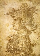 Profil av en krigare, cirka 1475, Silverstiftteckning av Leonardo da Vinci.