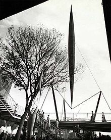 The 300-foot Skylon hung in midair at the Festival of Britain, 1951 In16695.jpg