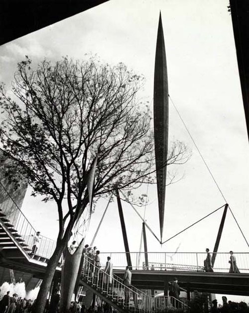 The 300-foot-tall Skylon at the Festival of Britain, 1951