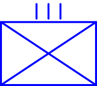Standard NATO symbol for a regiment of several battalions, indicated by the III. The shape, colour and pattern indicate friendly infantry. Infantry Regiment Nato.svg