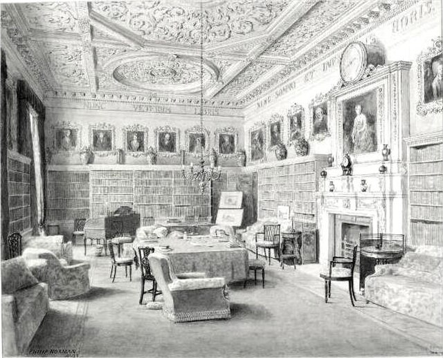 Interior of library of Chesterfield House 1893 by Philip Norman