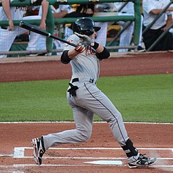 Lowrie batting for the Houston Astros in 2012 Jed Lowrie on July 2, 2012.jpg