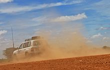 UN vehicle travelling in the arid Dadaab area. Jeepdesert.jpg
