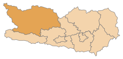 Poloha okresu Spittal an der Drau v spolkovej krajine Korutánsko (klikacia mapa)