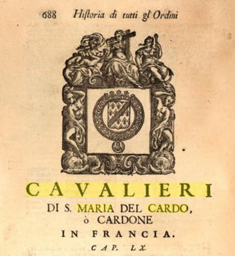 Historie cronologiche dell'origine degl'Ordini Militari (1692), "Cavalieri del Cardone" Knights of Cardone 1692.png