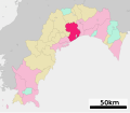高知市の位置 Kōchi city location in Kōchi prefecture.