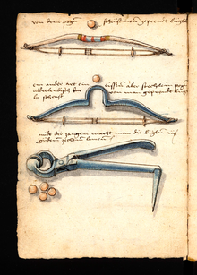 Two pellet bows from Codex Loffelholz, Nuremberg 1505 Loffelholz-Codex Ms-Berol-Germ-Qu-132 Fol 017v.png