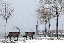 One of the lake shore-parks in winter.