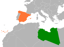 Libya ve İspanya'nın konumlarını gösteren harita