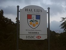 A Maltese welcome sign to the village of Hal Lija, making use of the letter H, unique to Maltese.
Suavi fructo rubeo is a Latin motto, meaning "I glow red with sweet fruit", referring to the many orange orchards present in the village. Lija - city limits sign.JPG