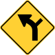 Side road junction on a curve to the left